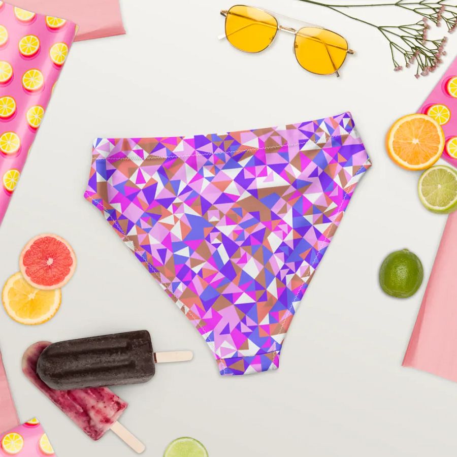 Colorful vector Pattern Design High Waisted Bikini Bottom - v6 product image (4)