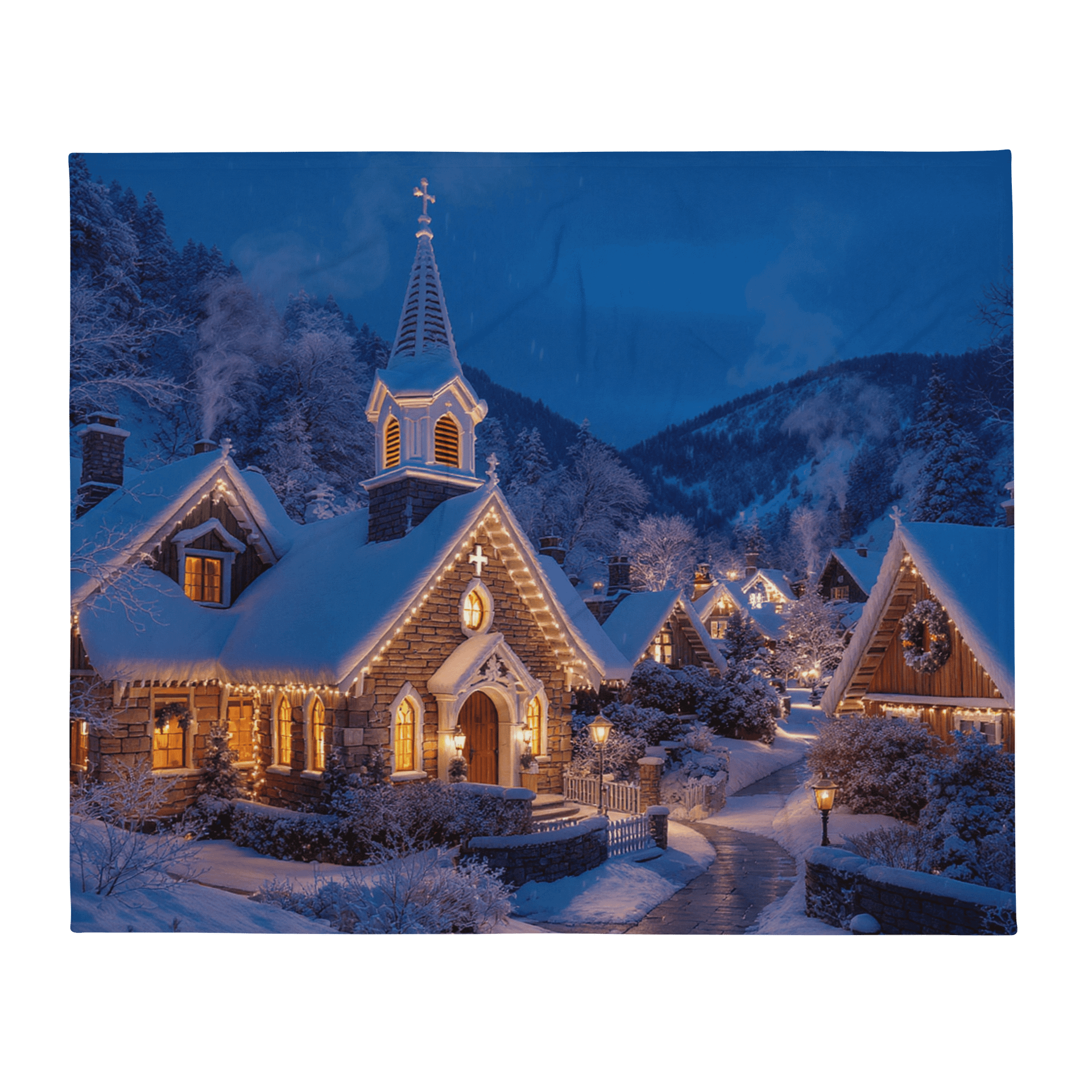 Silent Chapel in the Snow Couch Blanket Throw product image (1)
