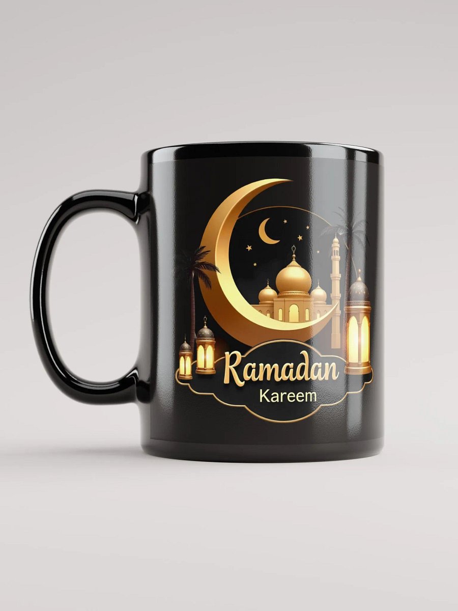 Glossy Black Ramadan Kareem Mug – Gold Elegance for the Holy Month product image (12)