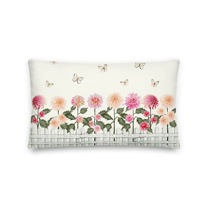COTTAGE SUMMER DAHLIAS AND BUTTERFLIES GARDEN PILLOW product image (2)