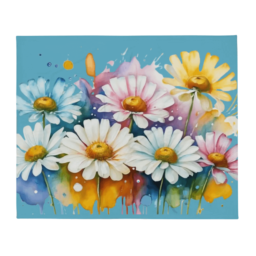 Watercolor Floral Daisy Throw Blanket product image (4)