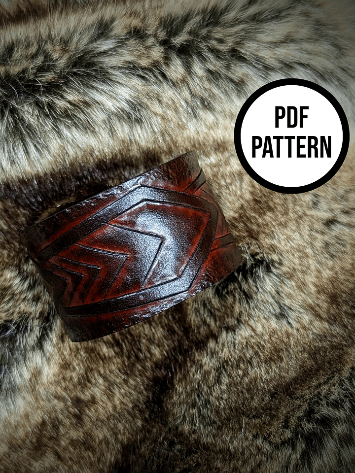Dwarven Warrior Leather Cuff Pattern - PDF Pattern for Leatherwork product image (1)