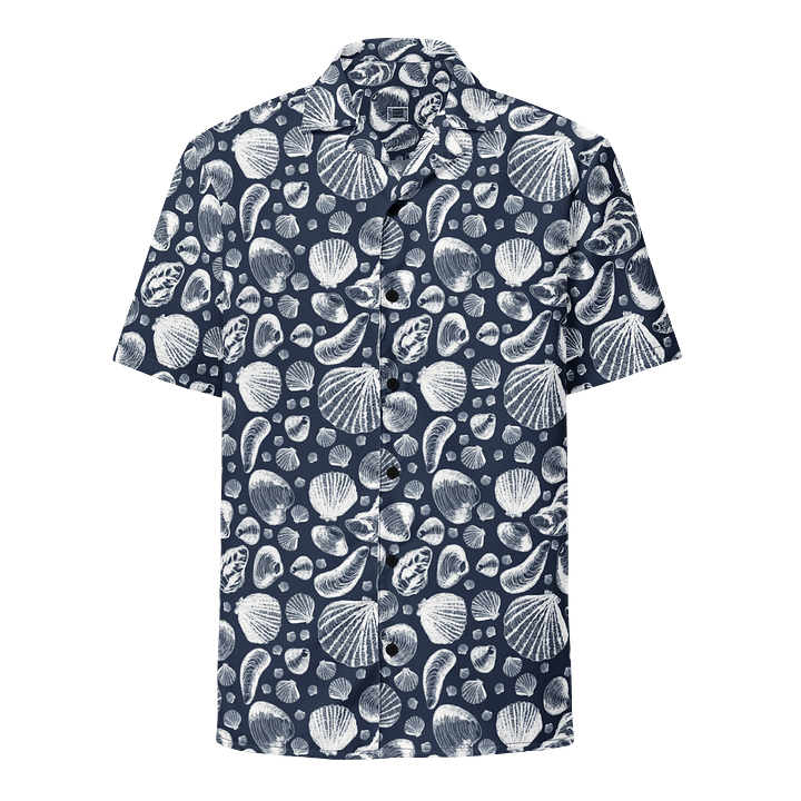Men's | New England Tidal Treasures | White on Navy | Hawaiian Shirt | Vibrant Coastal Style product image (1)