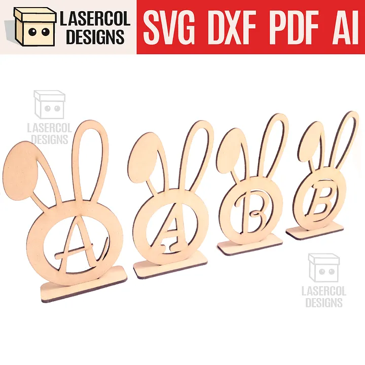 Easter Bunny Monogram with Stand - Laser Cut Files product image (1)