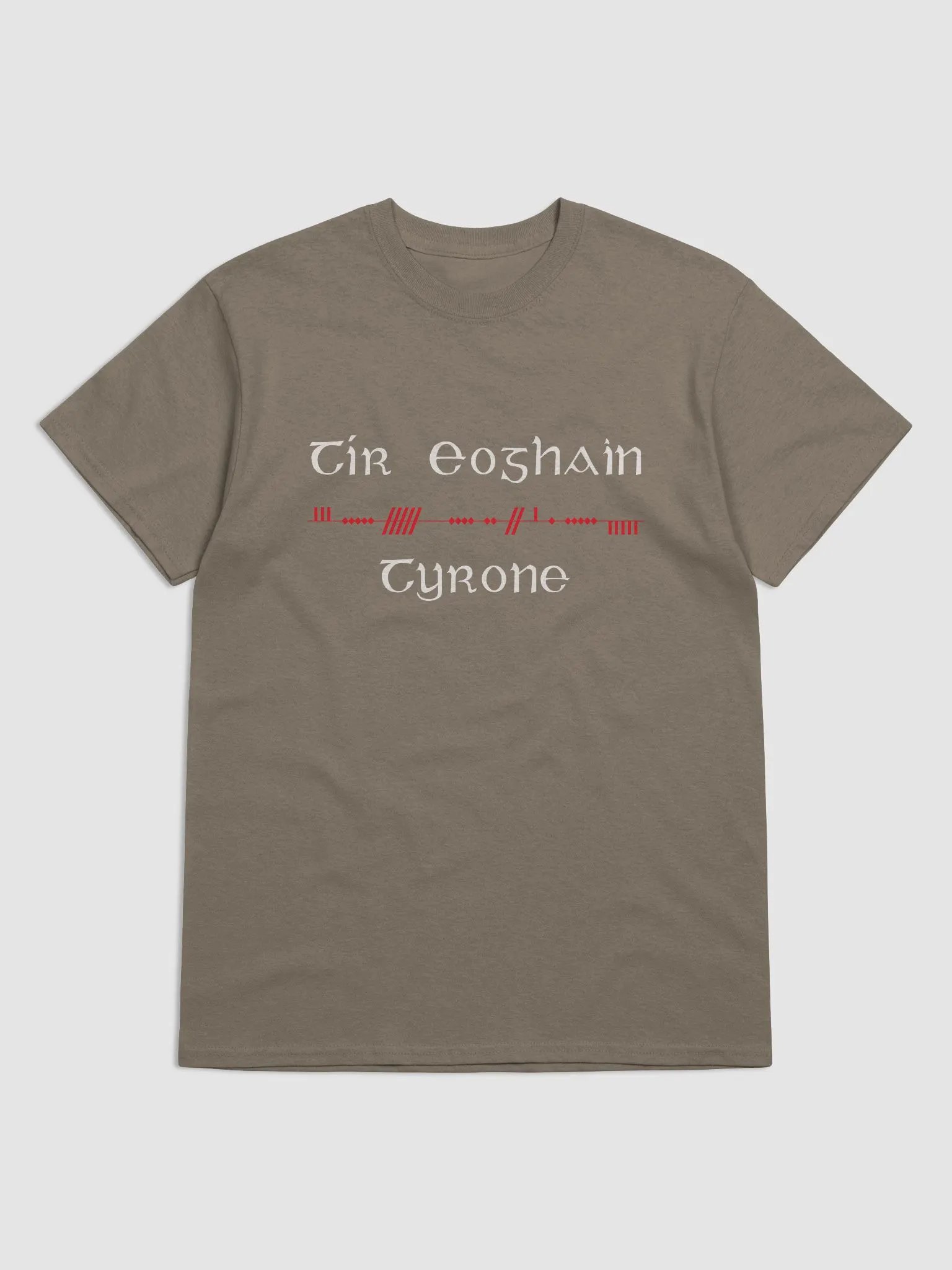 Tyrone/Tír Eoghain, Scholastic style Ogham printed T-shirt product image (1)