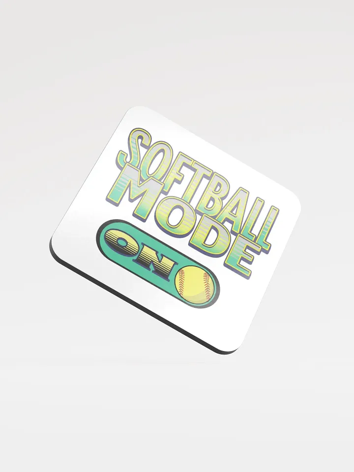 Softball Mode On Glossed Cork Coaster product image (2)