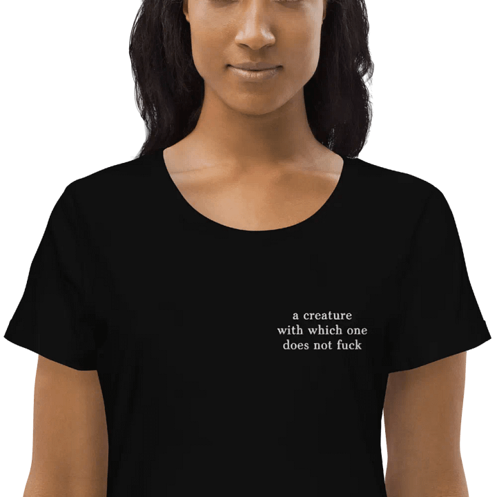 Creature With Which One Women's Fitted Eco Tee Embroidered product image (7)