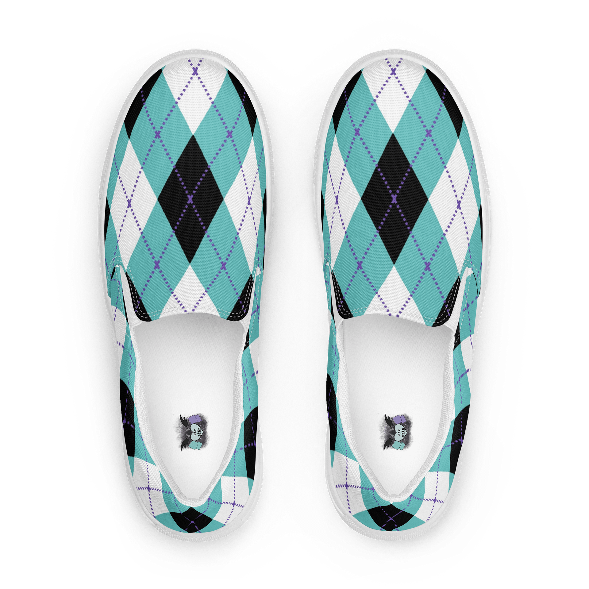Teal Argyle Women's Slip-On Shoes product image (1)