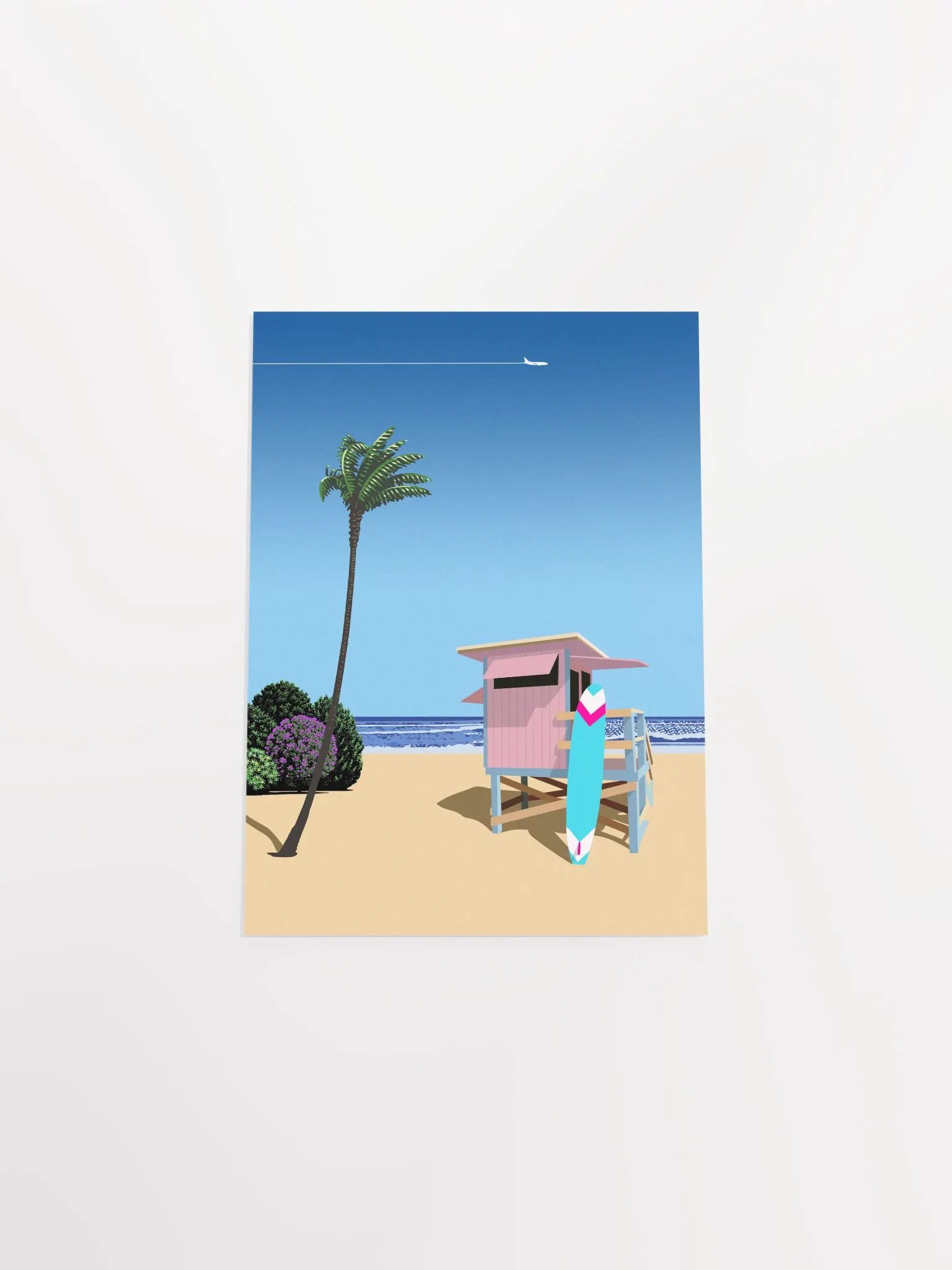 California, USA. Surf beach — City Pop art, retrowave/vaporwave poster, 80s, aesthetic poster, Hiroshi Nagai inspired art, minimalist poster product image (9)