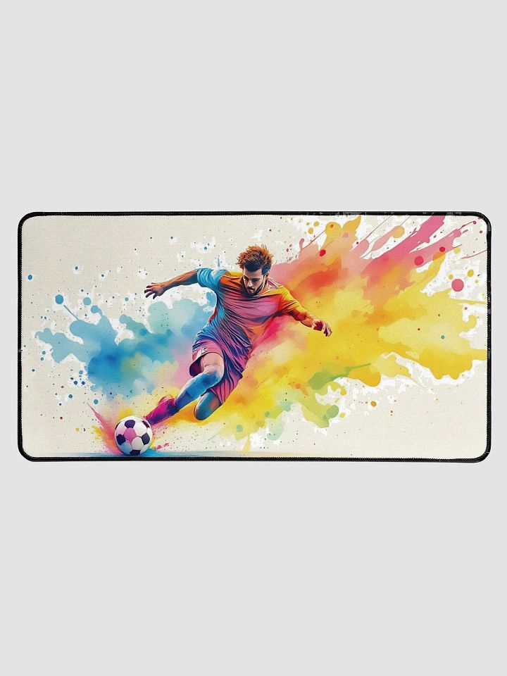 Vibrant Soccer Player Desk Mat - Abstract Sports Design product image (1)