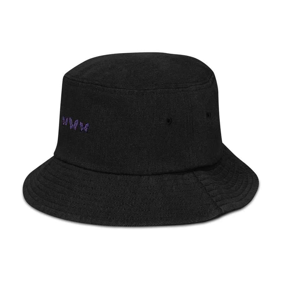 Lilac Butterfly Embroidered Bucket Hat in Black product image (4)