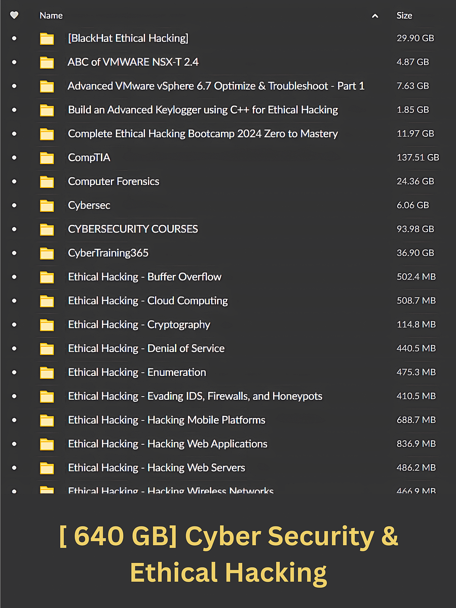 640 GB Cybersecurity & Ethical Hacking Resource Collection product image (2)