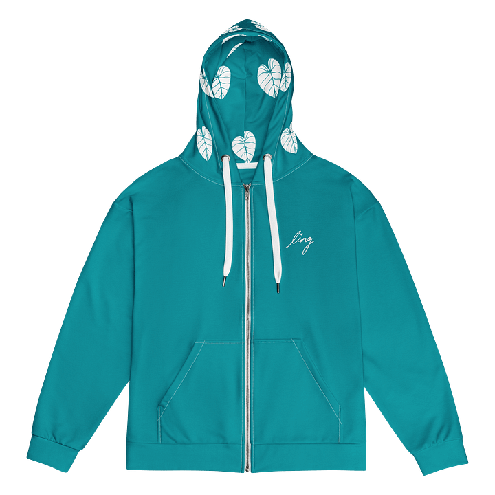 Lingling Kwong White Lotus Design Unisex Zip Hoodie (Blue) product image (1)