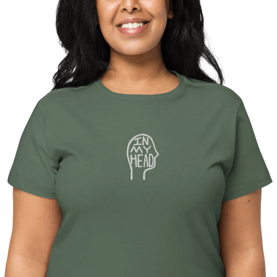 In My Head (white) embroidered waist length t-shirt product image (19)