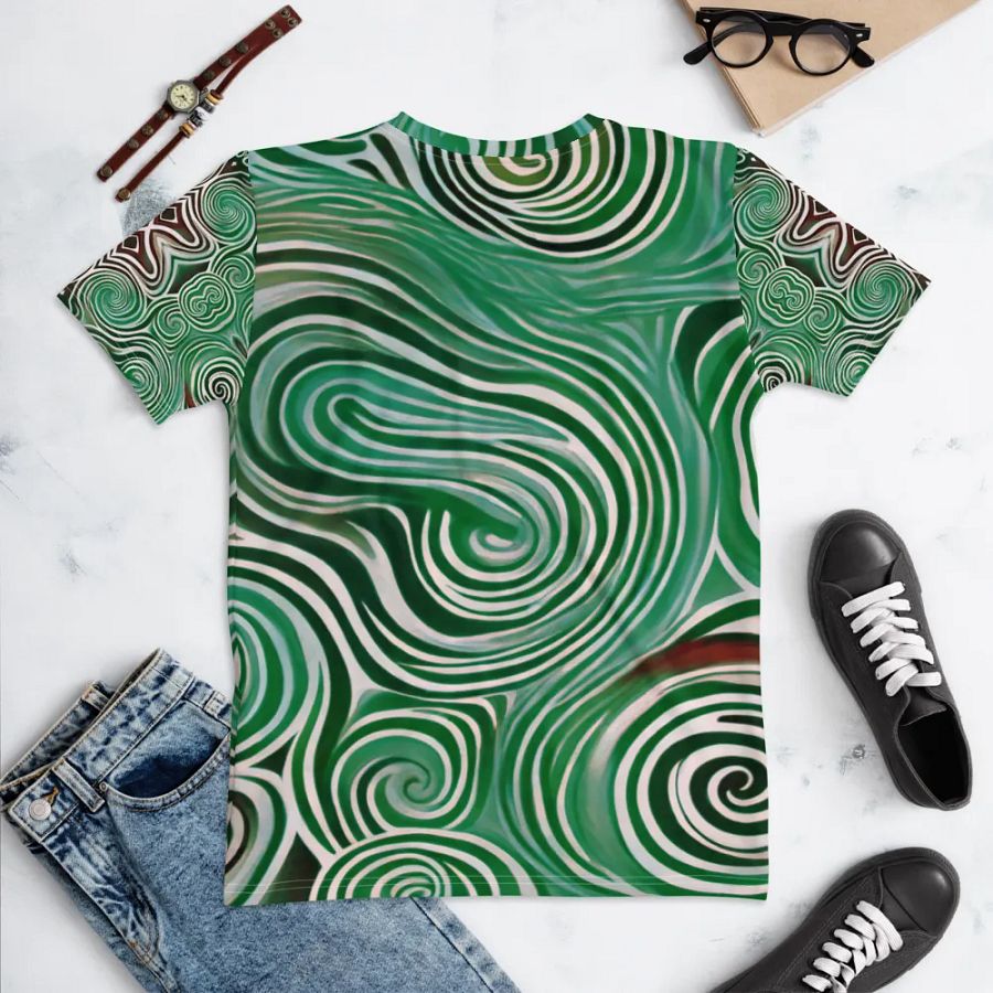 Funky Cool Green Liquid Tie-Dye Women's Crewneck T-shirt product image (6)