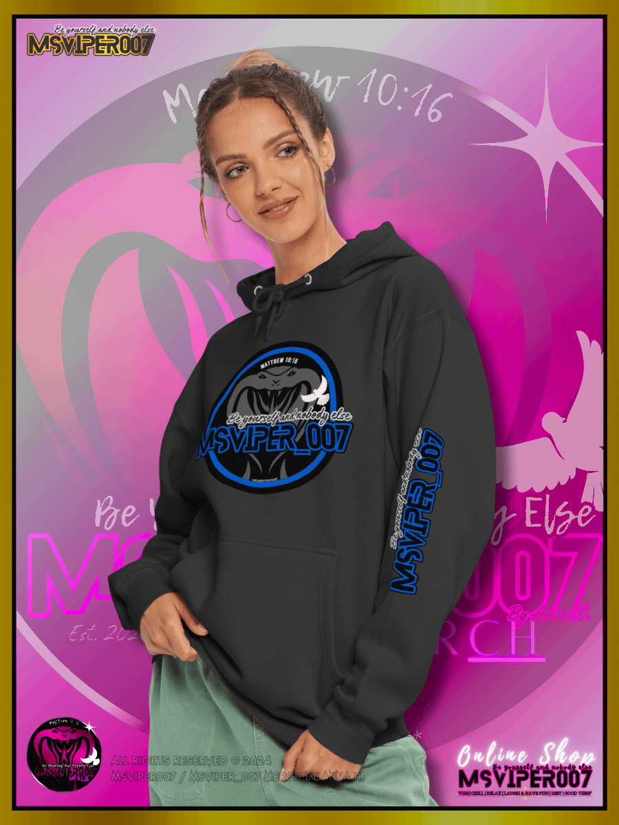 Hoodie - "MsViper_007™ Brand Classic" [blue/blk emblem] - Streetwear/Active Hoodie By Anna H. product image (3)