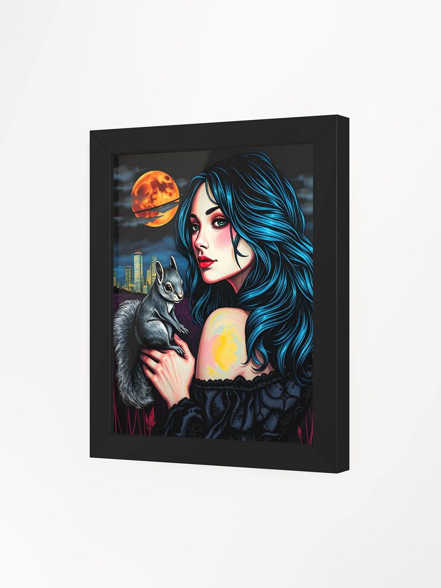Moonlit Thoughts with her short tailed little guy, Framed Matte Poster product image (16)