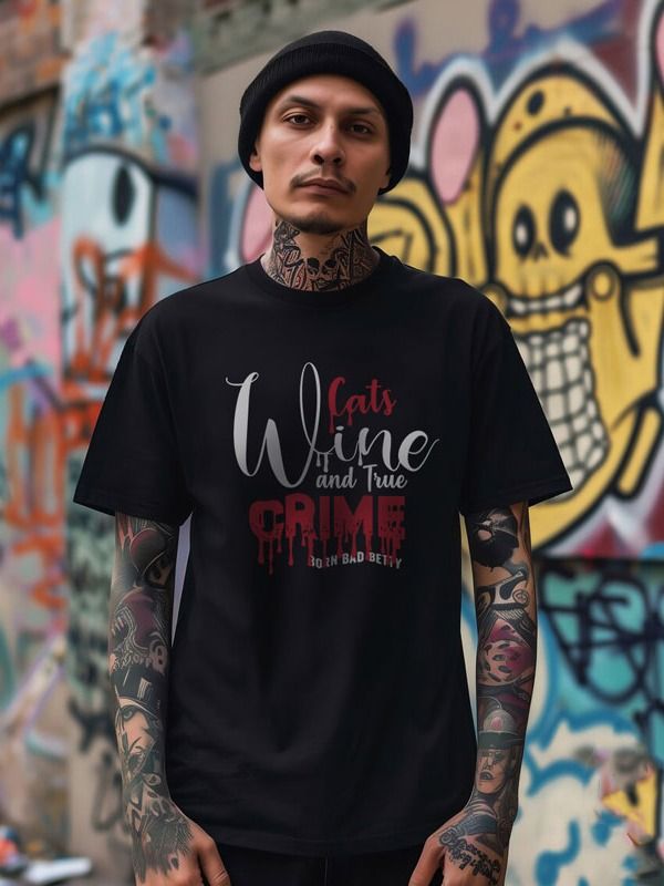 Cats, Wine and True Crime - Born Bad Betty Tee product image (1)