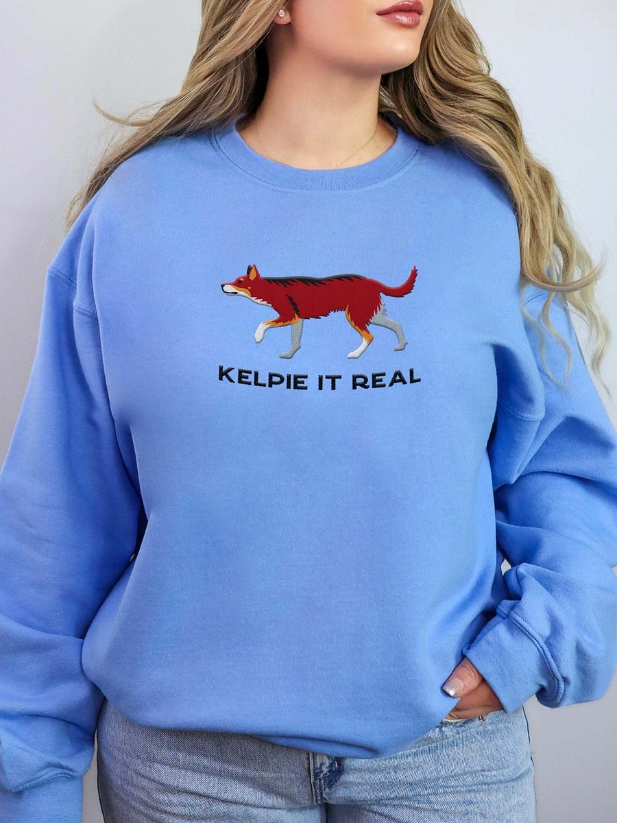 Kelpie It Real Sweatshirt (Embroidered) of an Australian Kelpie(Brown Tricolor) product image (2)