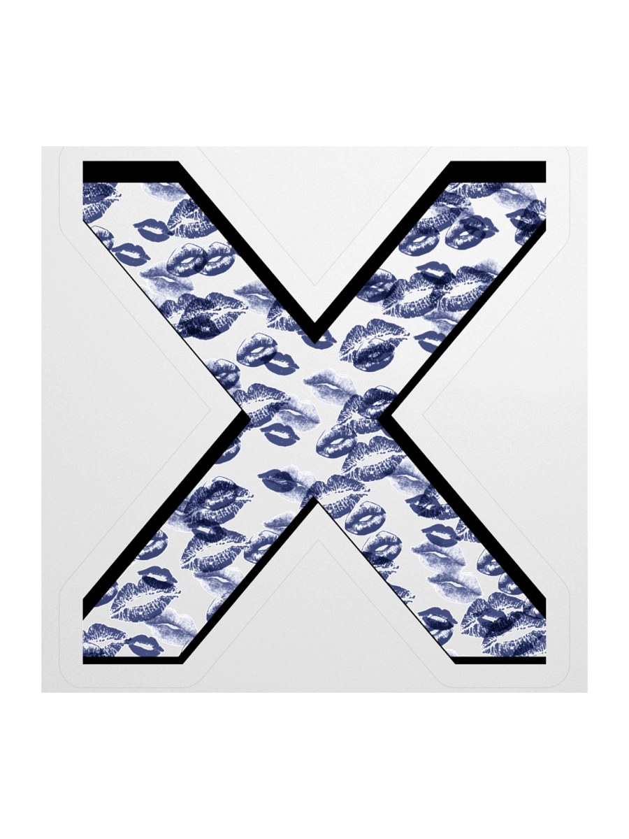 White X Dark Blue Lipstick Kisses | Kiss-cut Sticker product image (1)