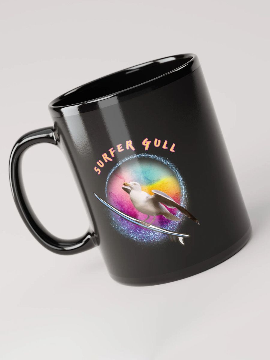 Soleil the Surfer Gull Glossy Black Mug product image (6)