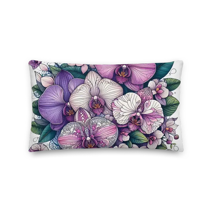 Orchid Dreams All-Over Print Pillow | AI Design flower mandala motif product image (2)