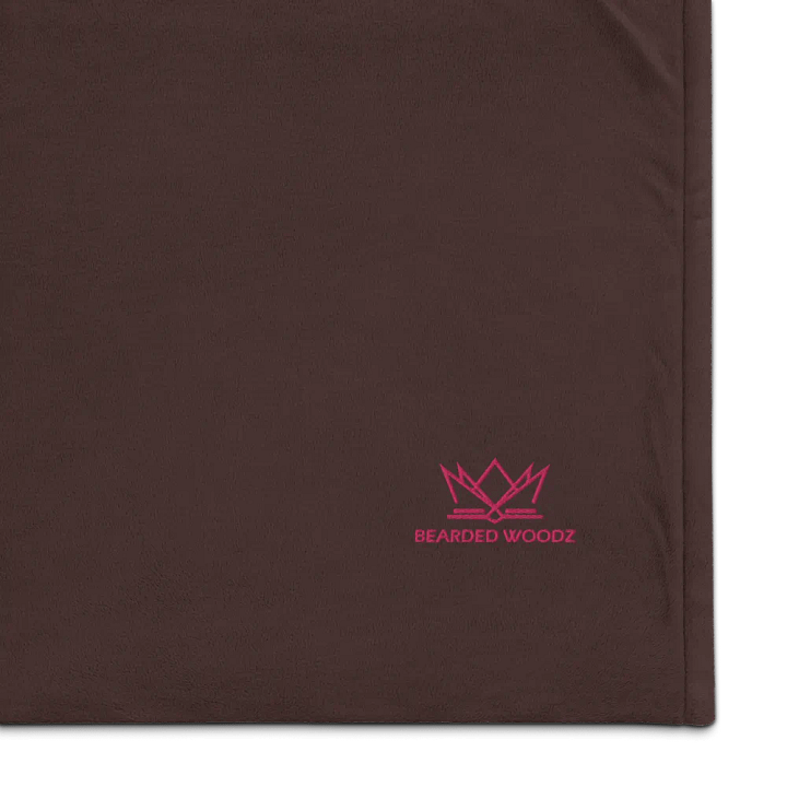 Bearded Woodz Embroider Sherpa Blanket (Brown/ Flamingo) product image (1)