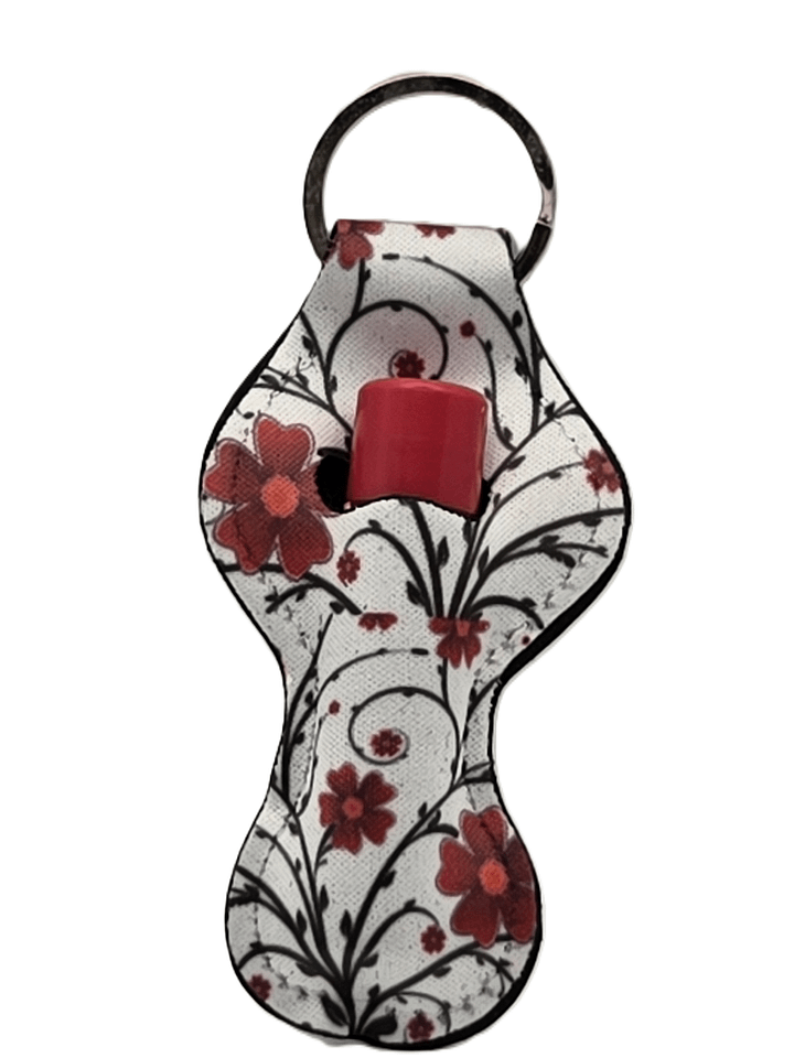 Red Flower Lip Balm Holder Key Ring product image (1)