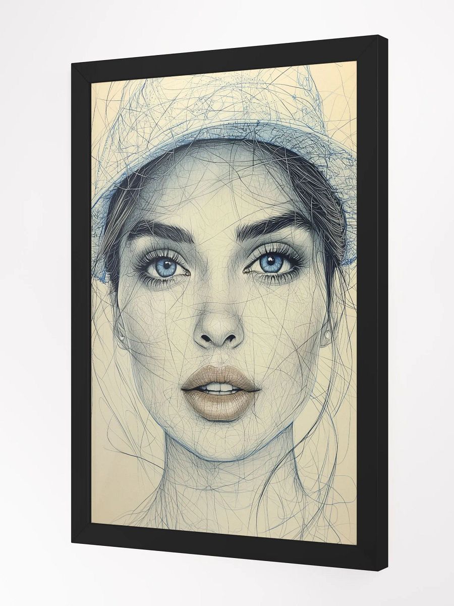 Blue Muse: Minimalist Portrait Art Print with Vintage Elegance product image (2)