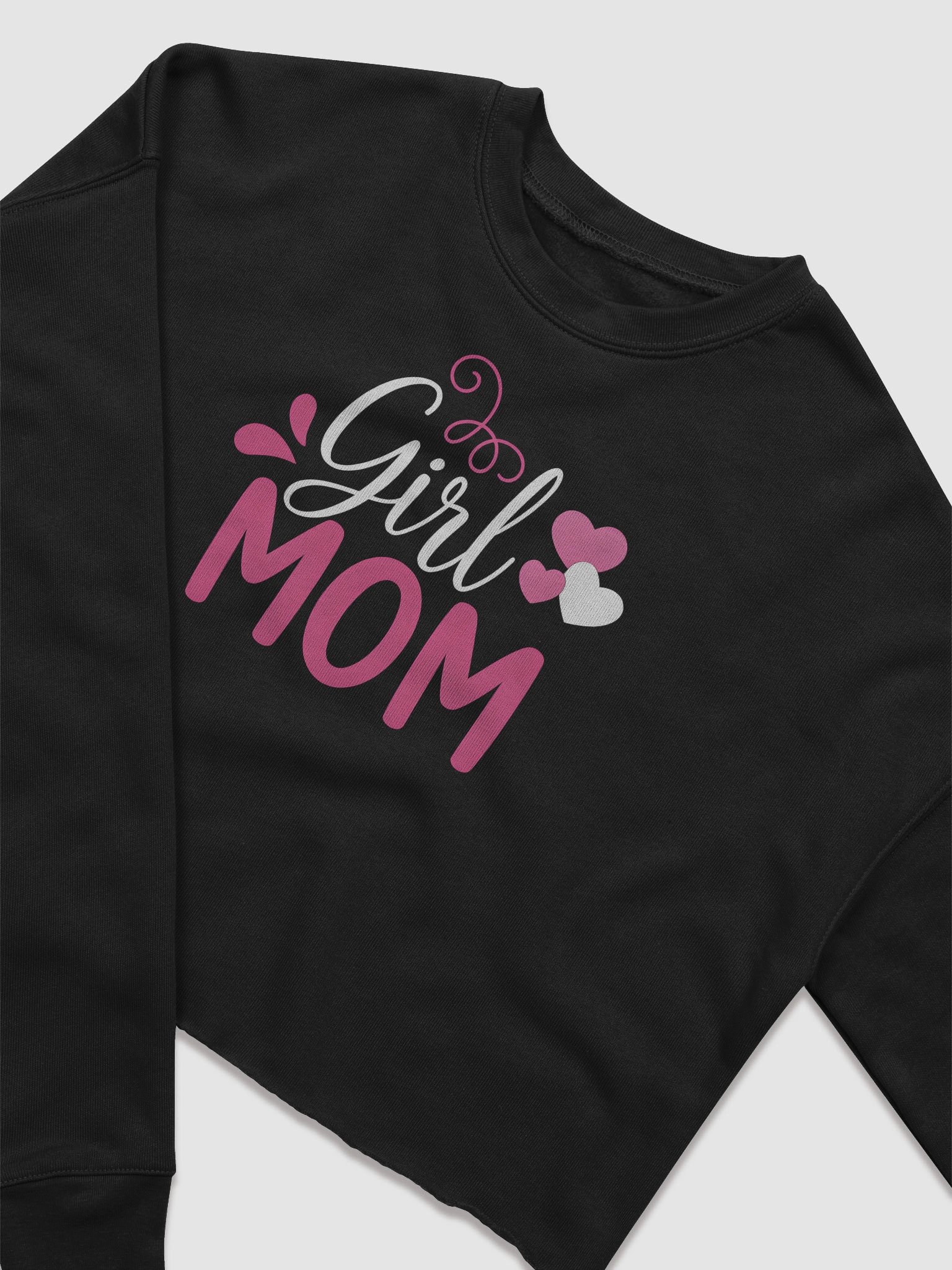 Girl Mom Crop Top – Cute Pink & White Heart Design | Stylish Mom of Girls Shirt product image (2)