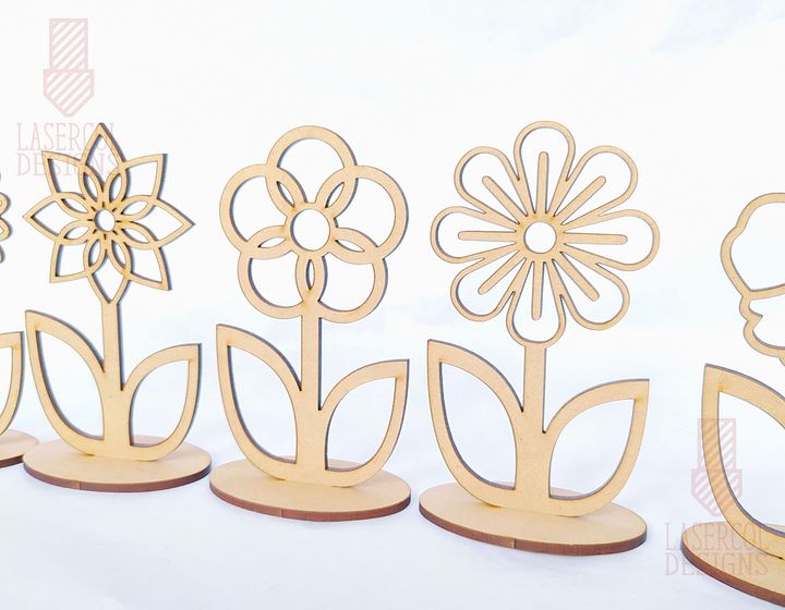 Flowers - Set 2 - (Two Sizes, Five Styles) - Laser Cut Files product image (2)
