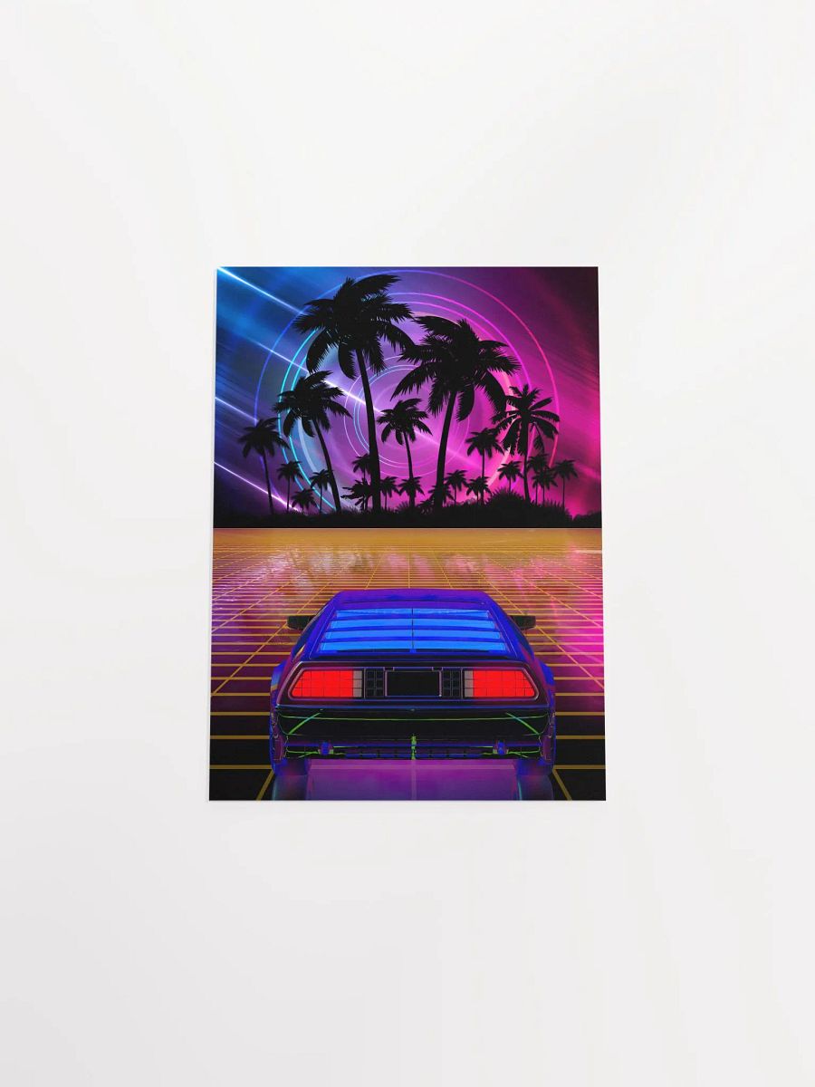 Neon landscape: Synthwave horizon & car, outrun [synthwave/vaporwave/cyberpunk] — Aesthetic retrowave poster product image (9)