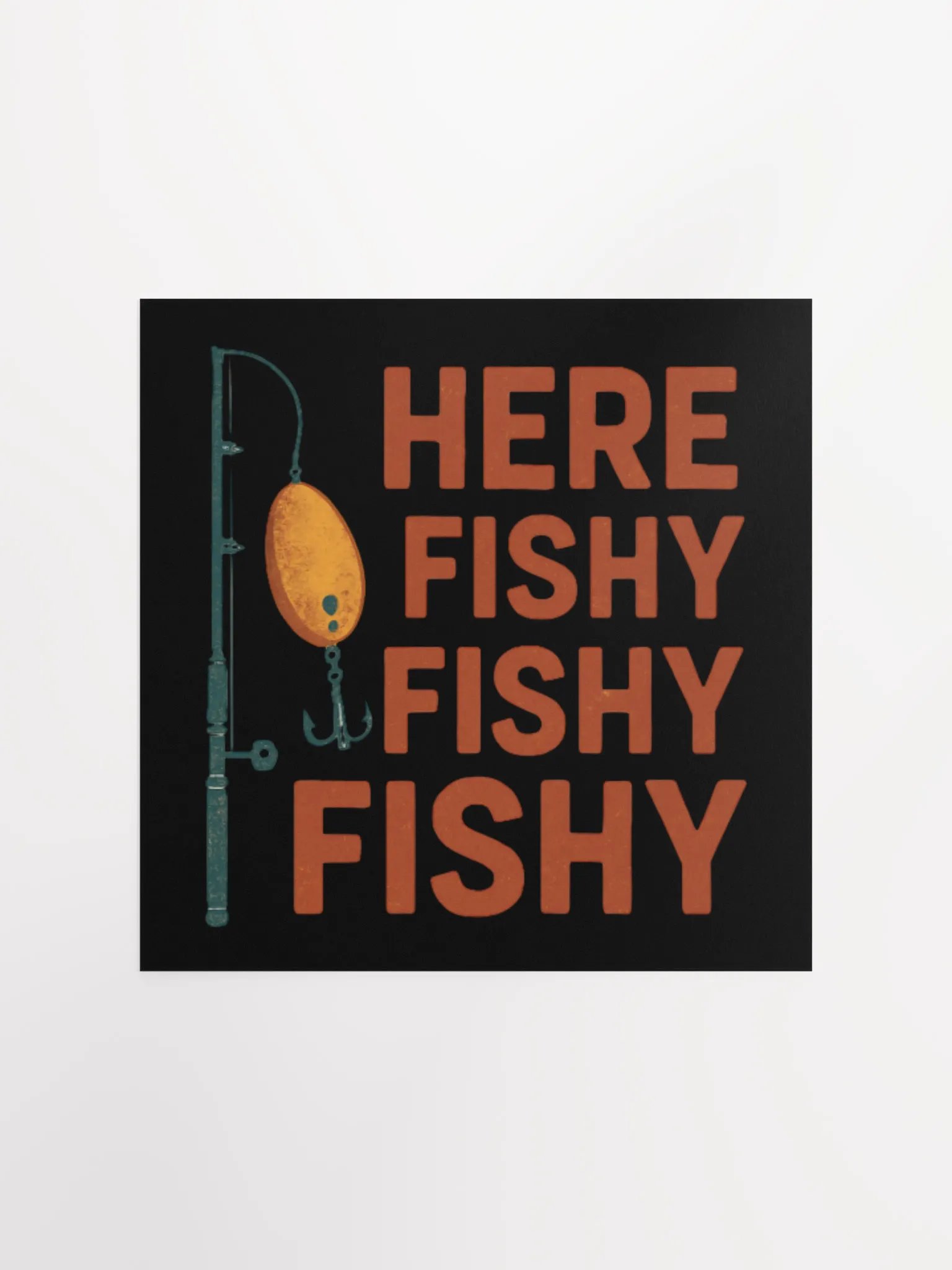 Vintage Here Fishy Fishy Fishy Poster – Retro Fishing Decor product image (4)
