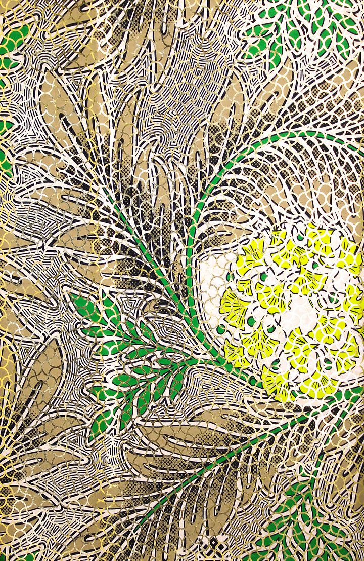 Scampolo Tessuto Wax Print Oro - Design Foliage - 77 cm x 114 cm - cod.587/B product image (1)