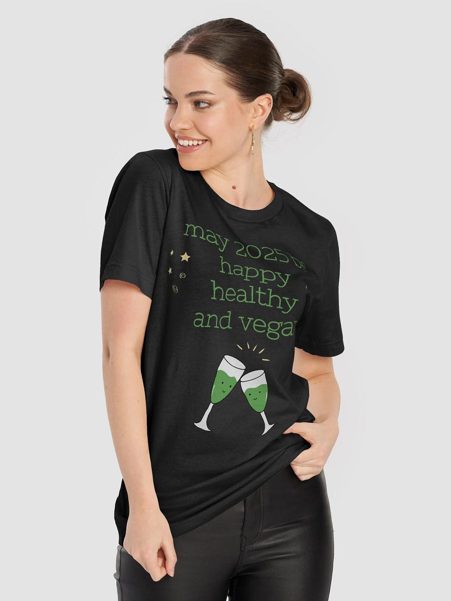 “Happy, Healthy, and Vegan 2025” Unisex Black T-Shirt product image (8)