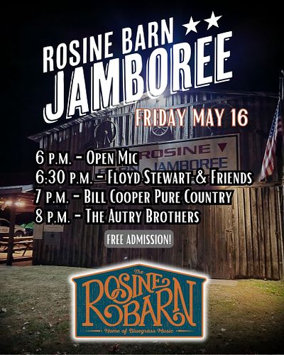 Join us this Friday night as the jamboree season rolls on at the The Rosine Barn! #rosinebarn #bluegrass #billmonroe