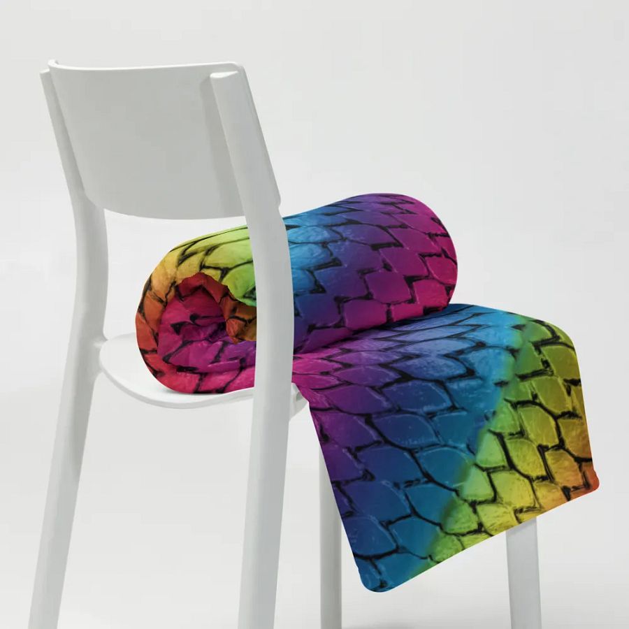 Diagonal Rainbow Dragon Scales Throw Blanket product image (8)