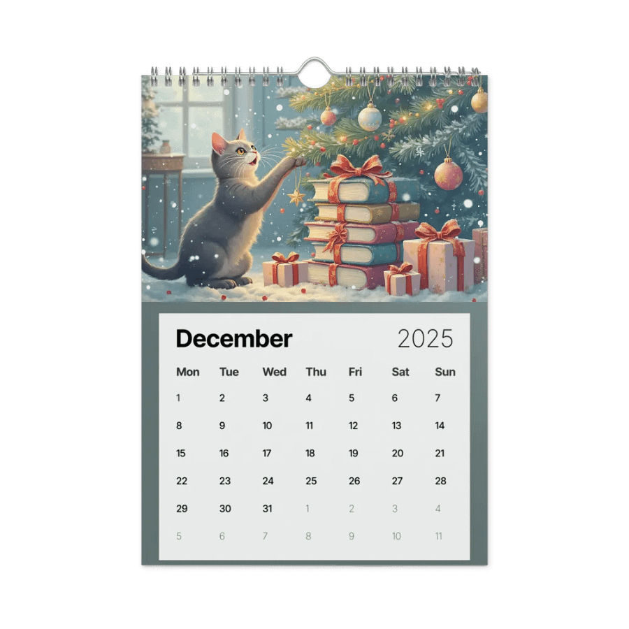 Tales & Tails: 2025 Calendar for Cat and Book Lovers | 8.26″ × 11.69″ (A4) | Book Lover Gifts | Literary Cats Wall Calendar product image (4)