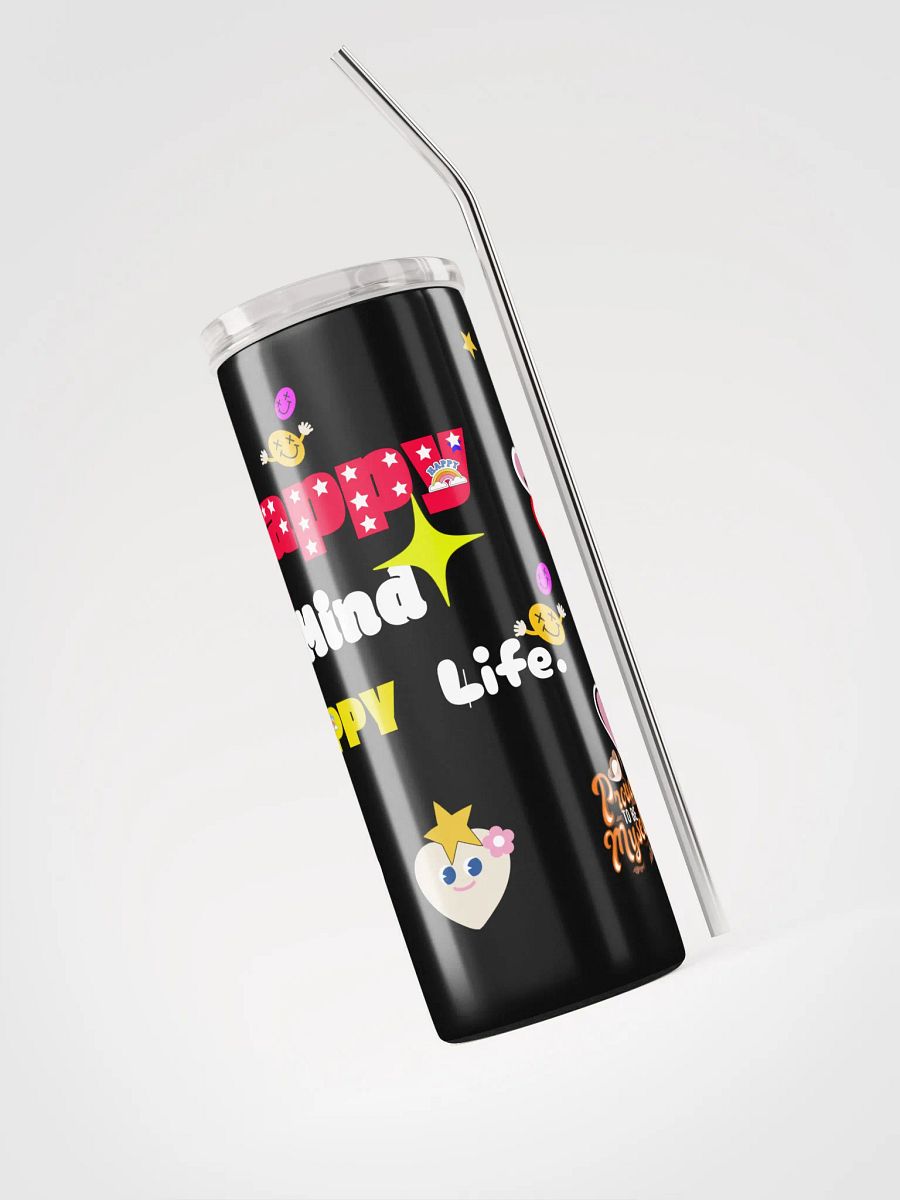 Happy Mind 20 oz Stainless Steel Tumbler Drinkware Flasks Insulated Lid with reusable Straw Portable Water Bottles product image (3)