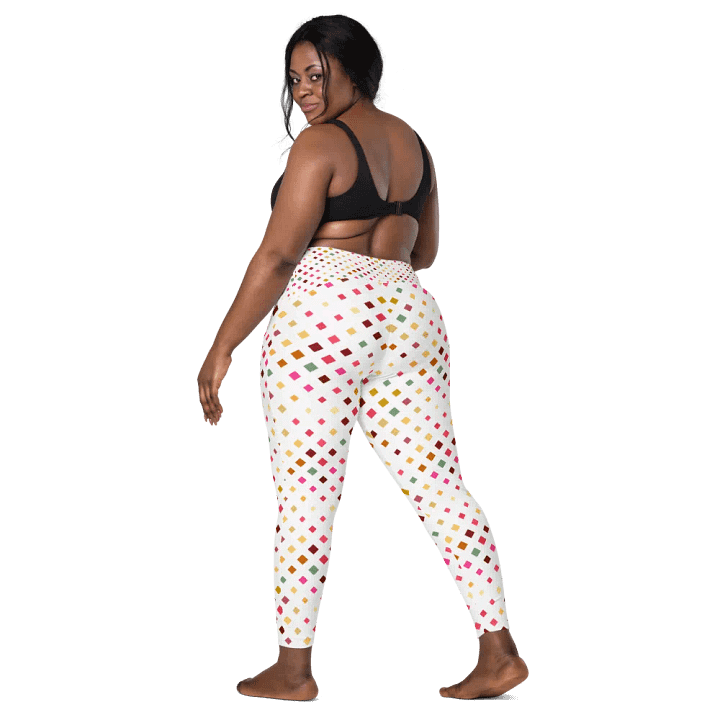 Colorful Square Pattern Design Leggings with Pocket - v7 product image (2)
