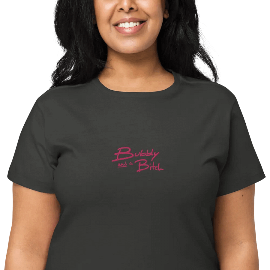 Bubbly and a B*tch (pink) embroidered waist length t-shirt product image (22)