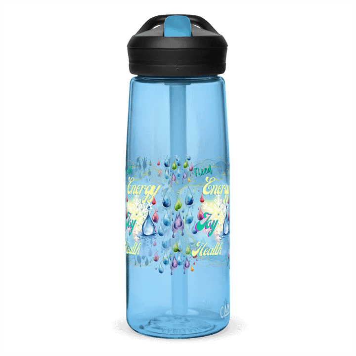 Camelback water bottle with beautiful swirly blue water drop splash and drops design featuring ' Need  Energy Love He product image (2)