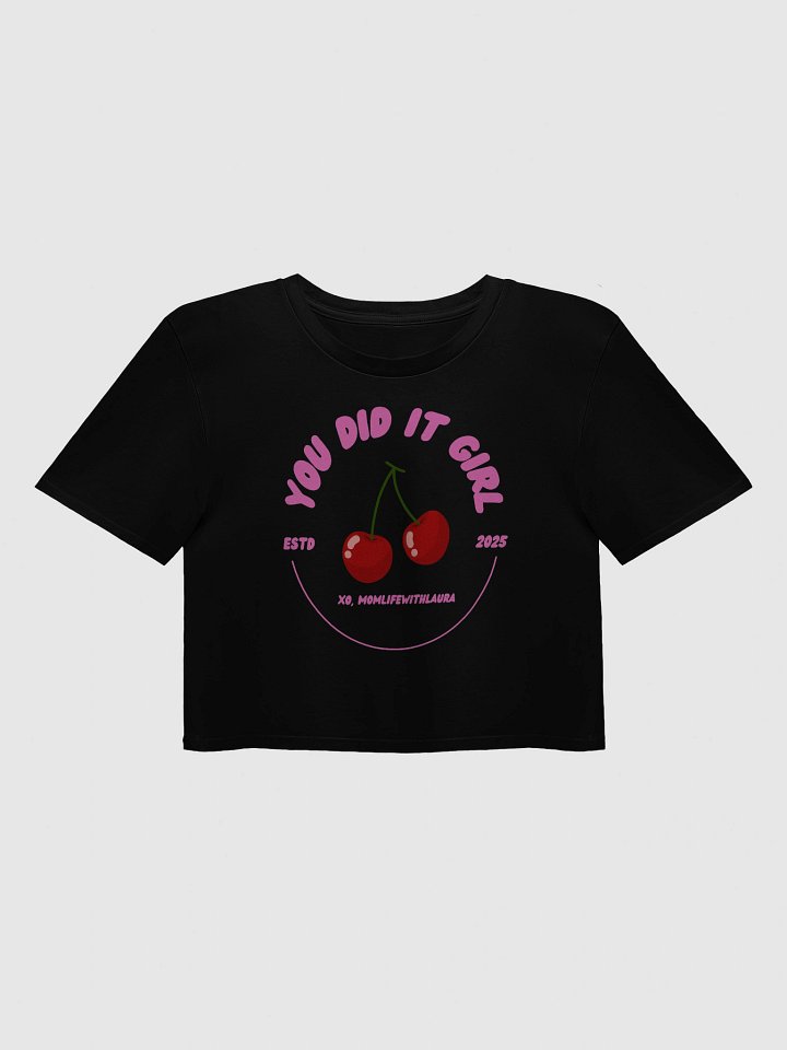 You Did it Girl Cherries Cropped Tee - Hot Pink/Black product image (1)