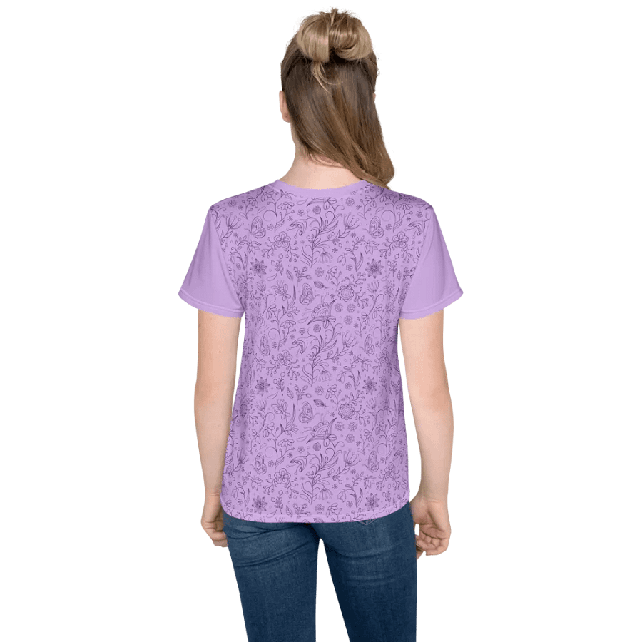 Light Purple Lilac Floral Youth T-shirt product image (4)