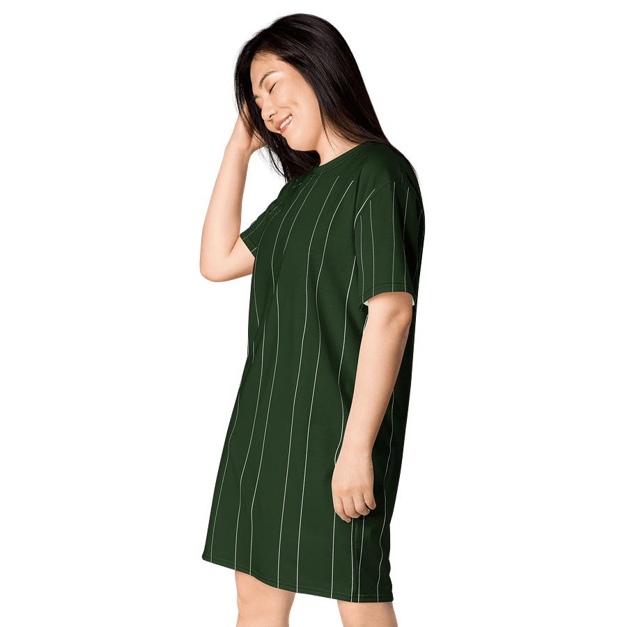 TDS Women's Oversized Green Striped T-Shirt Dress product image (3)