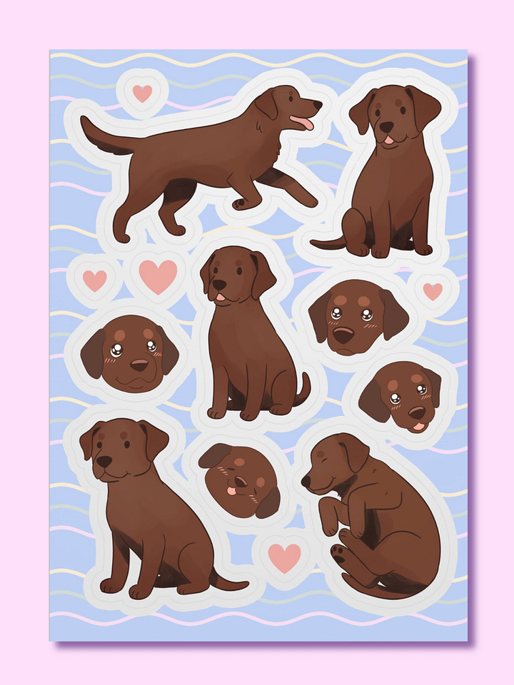 Brown Labrador Retriever Dog Sticker Sheet product image (1)
