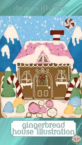I had the BEST time drawing this gingerbread house! It was so fun for me to add all the little details and textures. This is ...