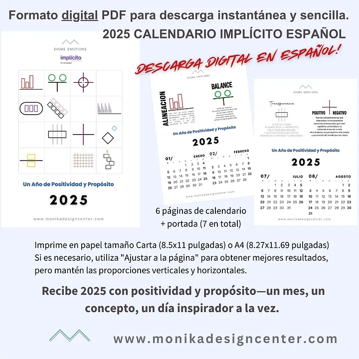 Calendario Digital Implícito 2025: Un Año de Positividad y Propósito-Now $2.50 Use promo code DIGITALLOVE at checkout product image (1)