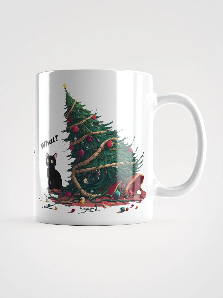 Black Cat Destroyed Christmas White Glossy Ceramic Mug product image (1)
