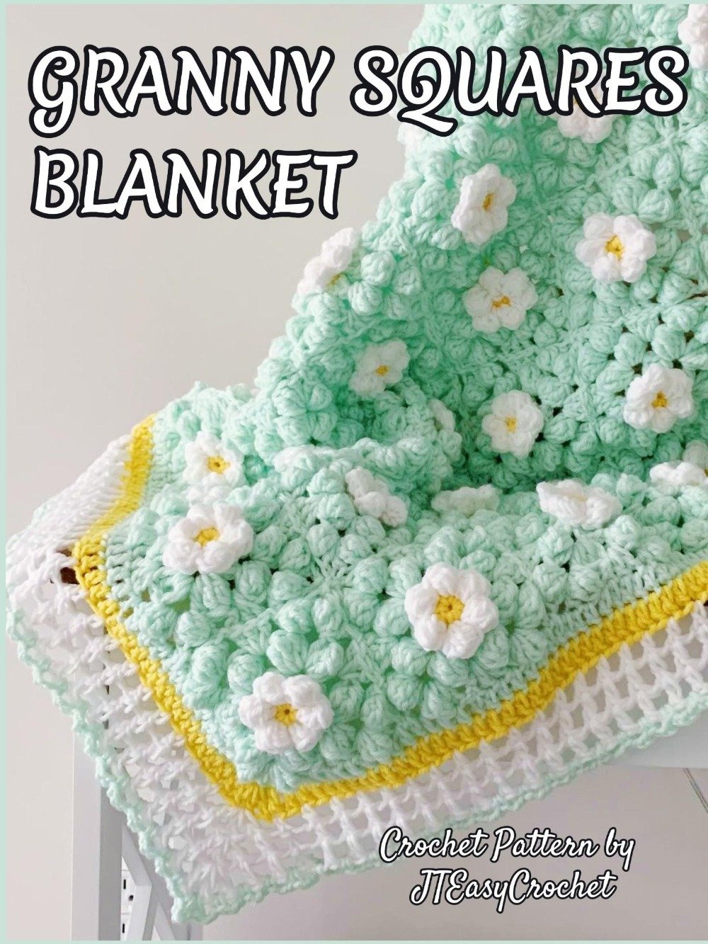 Daisy Flower Crochet Blanket Pattern, 3D Daisy Granny Square Textured Afghan product image (10)